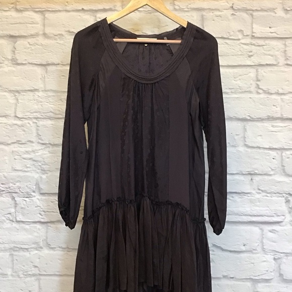 Rebecca Taylor 2 Silk Babydoll Flutter A Line Dress Eggplant Purple Flowy - Picture 7 of 14